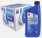 Chevron Supreme 10W-40 Synthetic Blend Motor Oil, Case Of 12 Quart Bottles. Fixed Price $69.36.