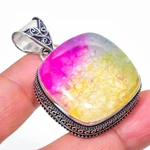 Multi Solar Quartz Gemstone Pendant Handmade Vintage Jewelry 2.10" Vp 2908. Fixed Price $9.71.