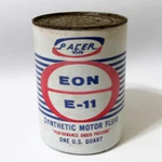 Pacer Eon E-11 Synthetic Motor Fluid Quart Oil Can New Old Stock. Fixed Price $63.20.