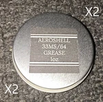 Two Aeroshell 33MS/64 Barrel & Nut Lithium Synthetic Grease-mil Spec 1OZ Jars. Fixed Price $9.99.
