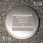 Ten Aeroshell 33MS/64 Barrel & Nut Grease-mil 1OZ Jars Dealer Special!. Fixed Price $39.99.