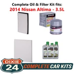 2014 Nissan Altima 3.5L Complete Cabin, Air & Oil Filter Kit (5W-30). Fixed Price $82.95.