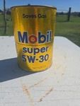 Vintage Motor Oil Cans Mobile Super 5W-30. Fixed Price $12.99.