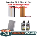 2019 Volkswagen Golf Sportwagen 1.8L Oil, Air & Cabin Filter Kit (5W-40). Fixed Price $125.95.