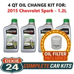 Fits: 2015 Chevrolet Spark 1.2L 6,000 Mile Synthetic Oil & Filter Kit (0W-20). Fixed Price $64.95.