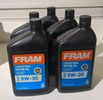 Fram 5W-30 Conventional Motor Oil, Low-speed Pre-ignition Control Set Of. Fixed Price $19.99.