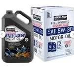 Kirkland Signature 5W-30 High Mileage Full Synthetic Motor Oil, 5-QUART, 2-PACK. Fixed Price $65.90.